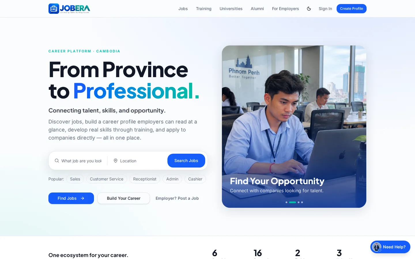 Jobera recruitment platform interface